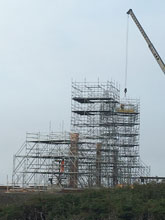 Stair towers under construction for Nexans Norway 2016 SOBI Project. Location: Forteau Point, Labrador. 
